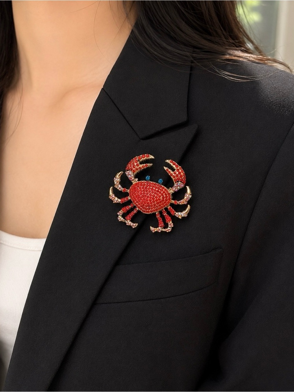 Red Crab Crystal Brooch